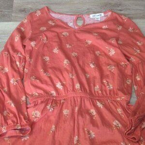 Billabong Romper Girls L 10 Orange Floral Long Sleeve Summer new